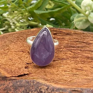 Amethyst Crystal Silver Plated Adjustable Statement Ring