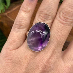 Amethyst Crystal Silver Plated Adjustable Statement Ring