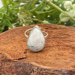 Moonstone Crystal Silver Plated Adjustable Statement Ring