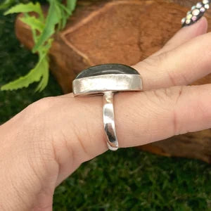 Labradorite Crystal Silver Plated Adjustable Statement Ring