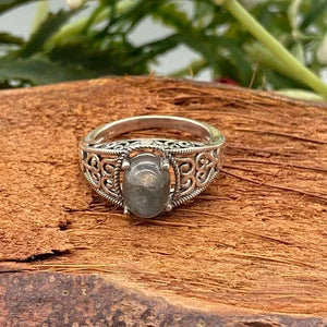 Labradorite Crystal Sterling Silver 925 Cabochon Cut Ring Top Quality Handmade