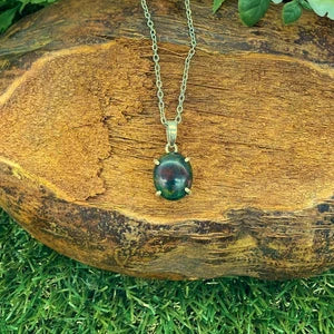 Black Fire Opal Sterling Silver Necklace (RARE)
