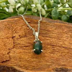 Black Fire Opal Sterling Silver Necklace (RARE)