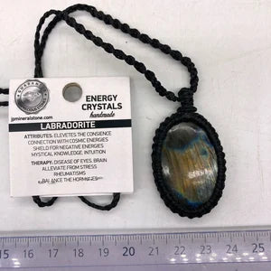 Labradorite Crystal Handmade Wrapped Macrame Necklace