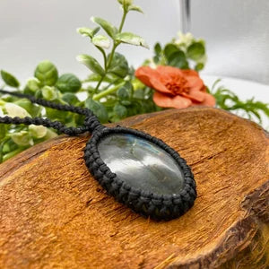 Labradorite Crystal Handmade Wrapped Macrame Necklace