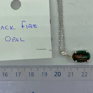 Black Fire Opal Sterling Silver Necklace (RARE)