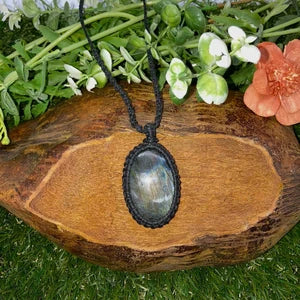 Labradorite Crystal Handmade Wrapped Macrame Necklace