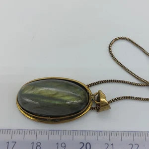 Labradorite Cabochon Brass Necklace - Brass Chain