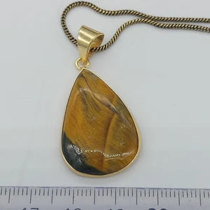 Tiger's Eye Crystal Brass Necklace