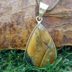 Tiger's Eye Crystal Brass Necklace