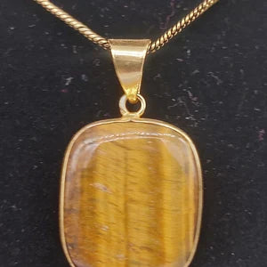 Tiger's Eye Crystal Brass Necklace