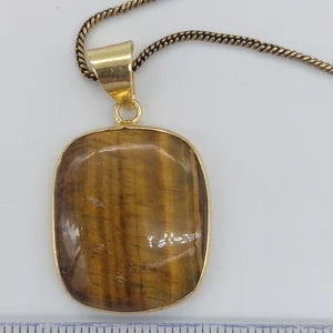 Tiger's Eye Crystal Brass Necklace