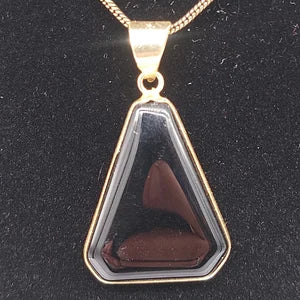 Black Obsidian Brass Pendant Cabochon Cut Healing Crystal