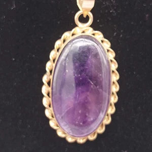 Amethyst Brass Pendant Healing Crystal