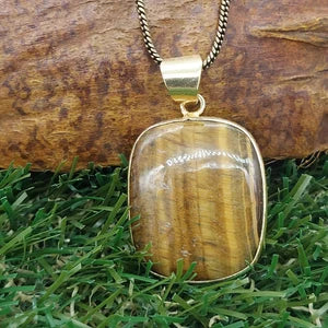 Tiger's Eye Crystal Brass Necklace