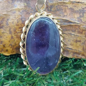 Amethyst Brass Pendant Healing Crystal