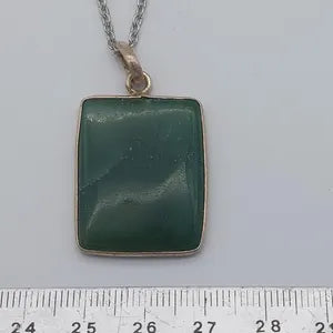 Green Aventurine Crystal  Necklace, Cabochon Cut, Silver 925