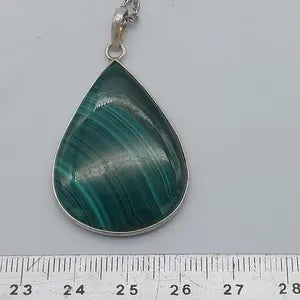Malachite Cabochon Cut, Necklace, Silver 925