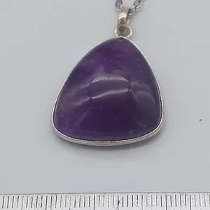 Amethyst Silver 925 Pendant Cabochon Cut Healing Crystal