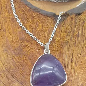 Amethyst Silver 925 Pendant Cabochon Cut Healing Crystal