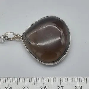 Luxury Smoked Quartz Sterling Silver 925 Pendant Cabochon Cut Healing Crystal Accessories Zodiac Mineral Stone