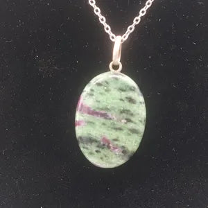 Ruby Zoisite Crystal Necklace Sterling Silver 925 Hook