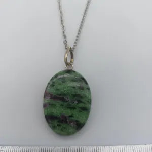 Ruby Zoisite Crystal Necklace Sterling Silver 925 Hook