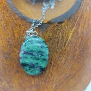 Ruby Zoisite Crystal Necklace Sterling Silver 925 Hook