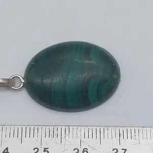 Malachite Cabochon Cut Necklace, Malachite Silver unisex Necklace