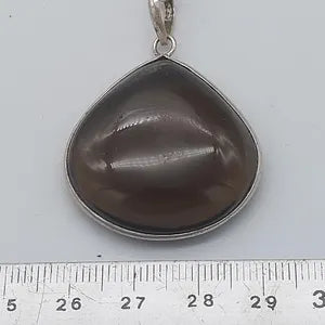 Luxury Smoked Quartz Sterling Silver 925 Pendant Cabochon Cut Healing Crystal Accessories Zodiac Mineral Stone