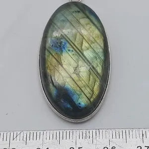 Labradorite Silver 925 Necklace, Cabochon Cut