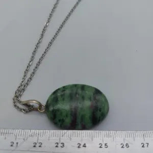 Ruby Zoisite Crystal Necklace Sterling Silver 925 Hook