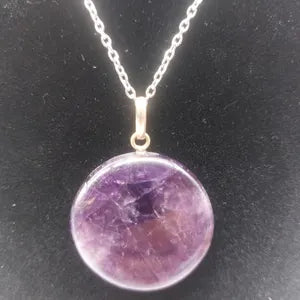 Amethyst Silver 925 Pendant Cabochon Cut Healing Crystal