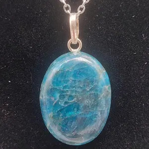 Blue Apatite Crystal Necklace Silver 925 with hook