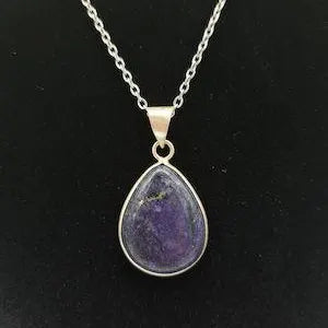 Lapis Lazouli Silver Plated Necklace - Cabochon Cut