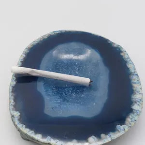 Natural Blue Tie Die Agate Ashtray, Healing Crystal, Zodiac Mineral Stone