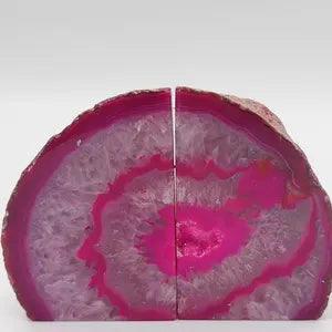 Pink Agate Half Geode Book Holder Rock Formation - Home Decor - Bookend