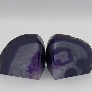 Purple Agate Half Geode Book Holder Rock Formation - Home Decor - Bookend