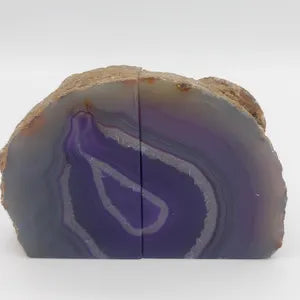 Purple Agate Half Geode Book Holder Rock Formation - Home Decor - Bookend