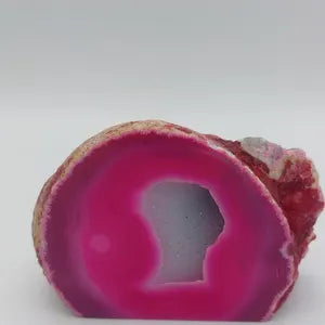 Pink Tie Die Geode Agate with Crystal Quartz Cave, Stone Decoration, Zodiac Mineral Crystal