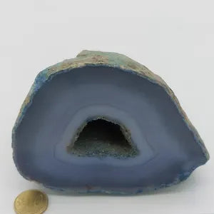 Blue Geody Agate with Crystal Quartz Cave - Healing and Protection Mineral Stone