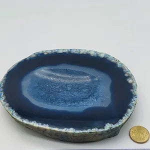 Natural Blue Tie Die Agate Ashtray, Healing Crystal, Zodiac Mineral Stone
