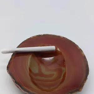 Natural Red Fire Agate Ashtray, Healing Crystal, Zodiac Mineral Stone