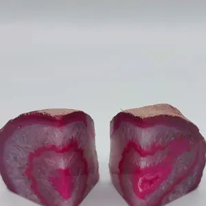 Pink Agate Half Geode Book Holder Rock Formation - Home Decor - Bookend