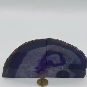 Purple Agate Half Geode Book Holder Rock Formation - Home Decor - Bookend
