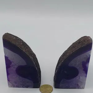 Purple Agate Half Geode Book Holder Rock Formation - Home Decor - Bookend