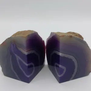 Purple Agate Half Geode Book Holder Rock Formation - Home Decor - Bookend