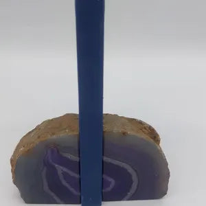 Purple Agate Half Geode Book Holder Rock Formation - Home Decor - Bookend