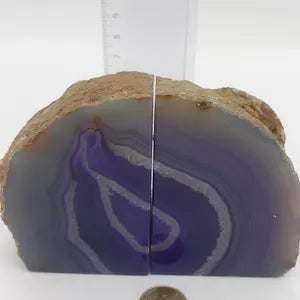 Purple Agate Half Geode Book Holder Rock Formation - Home Decor - Bookend