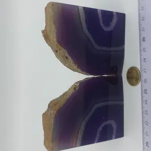 Purple Agate Half Geode Book Holder Rock Formation - Home Decor - Bookend